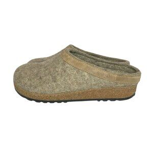 Haflinger Tan Wool Felt Mule Slip On Slippers Womens 7/38  Made In Germany